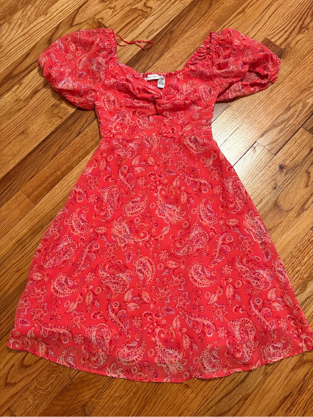 Sincerely Jules Orange Paisley Puff-Sleeve Casual Dress